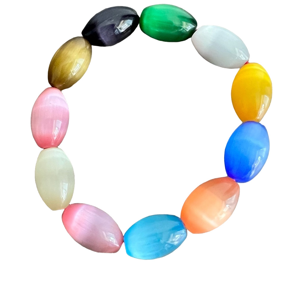 Cat’s eye multicolor jelly bean beaded stretch bracelet